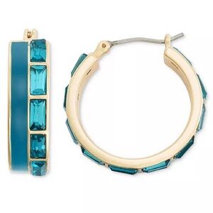ON 34TH
Gold-Tone Stone & Enamel Small Hoop Earrings, .85" Green